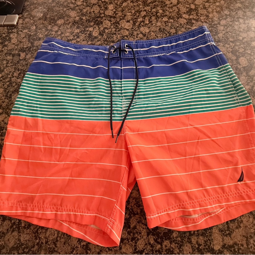 Nautica Navy and White Swim Shorts